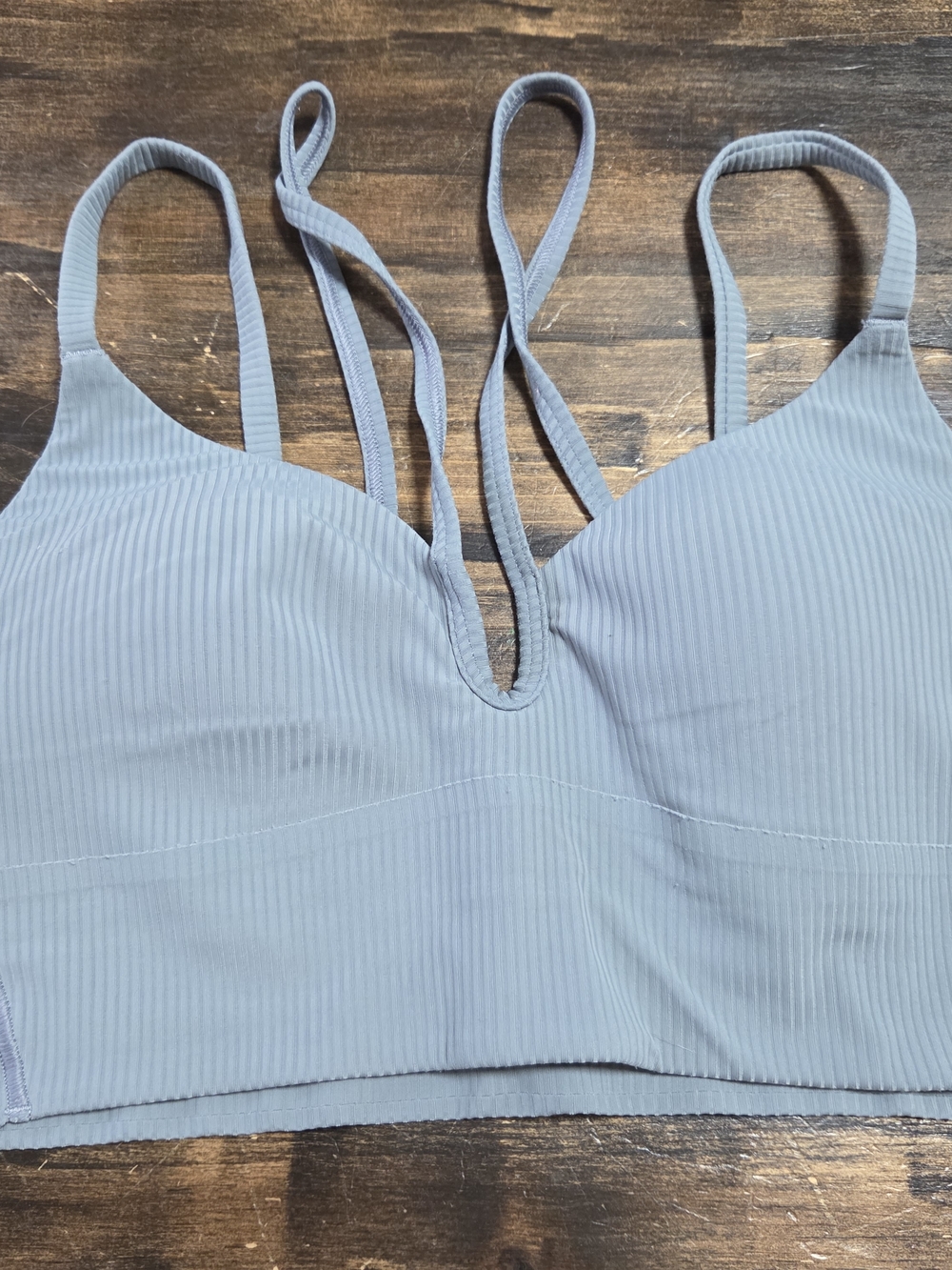 lululemon athletica Ribbed Light Gray Strappy Sports Bralette